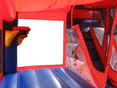Inside Picture of Bounce Area & Basketball Hoop